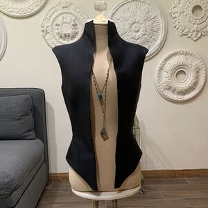 Black Sleeveless Vest with High Collar